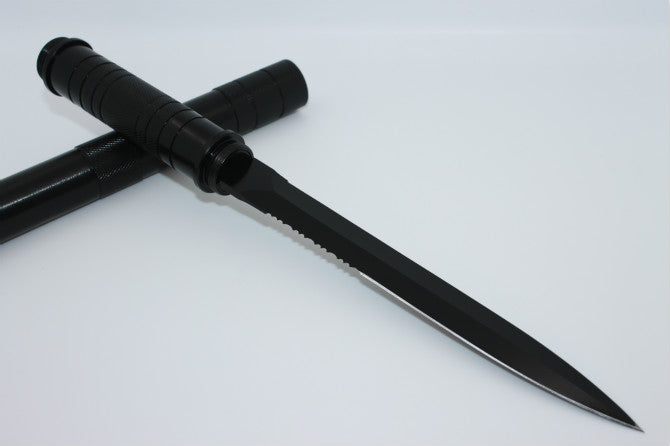 BMF Wolf's Tooth Special Operations Black Edition Double-Edged Serrated Baton Knife 说明：