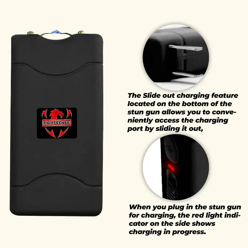 SelfDefense Kit 1/2oz Pepper Spray amp; Mini Stun Gun for Men amp; Women, 25 Burst, 12 Foot Range, 1.60 C Painful Charge, LED Flashlight, Safety Switch