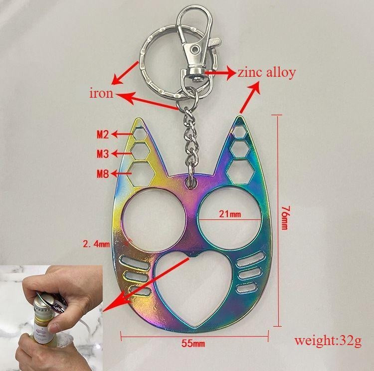 Colorful Metal Cat-shaped Finger Tiger Buckle, Self-defense Weapon Decor