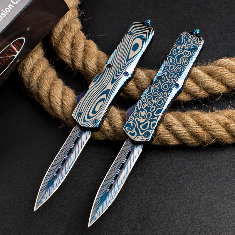 Blue Titanium Gorgosaurus Straight-Out Switchblade