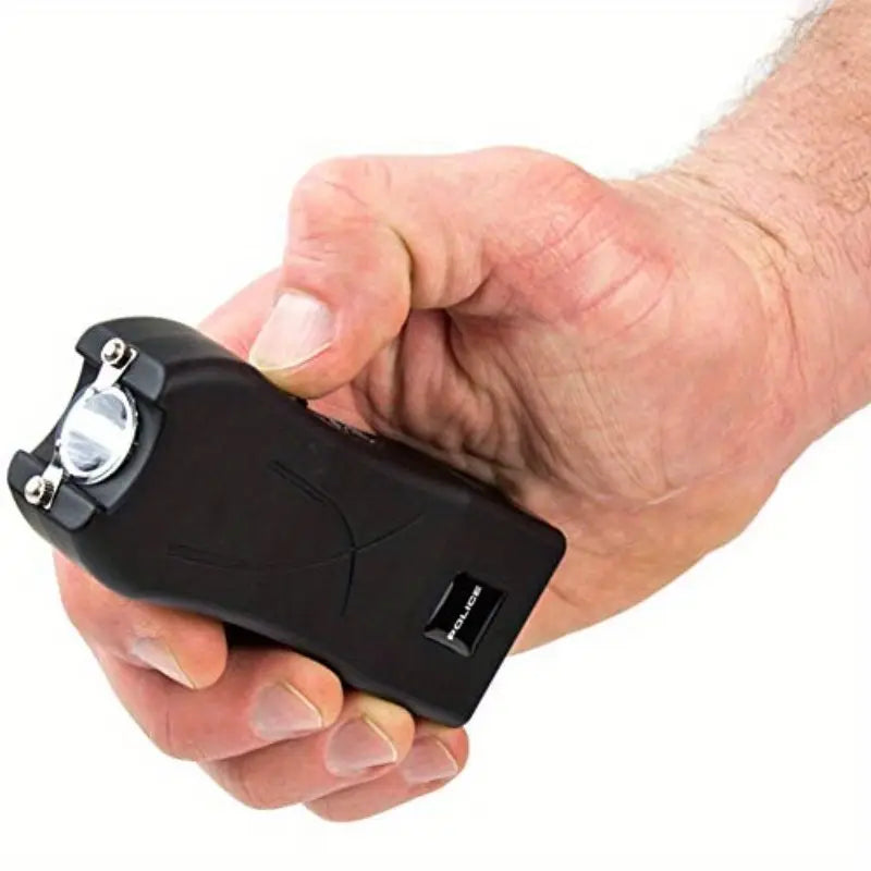 High Voltage Rechargeable Stun Gun for Self - Compact Heavy Duty with LED, Ergonomic Non-Slip Grip, USB Charging & Holster - Portable Personal Security for Women & Men (Black), Device, Professional Look, Textured Grip Handle
